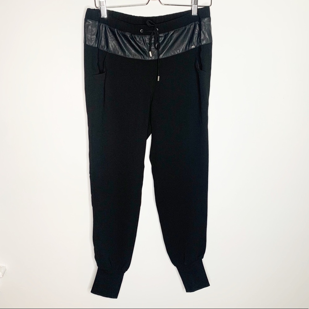 Liu-Jo Black Joggers with Faux Leather size 6